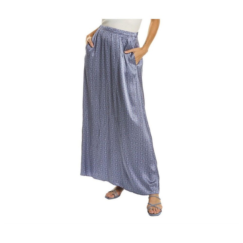 Splendid Ellen Crinkle Maxi‎ Skirt Blue Satin Pockets NEW WITH TAGS Size XS